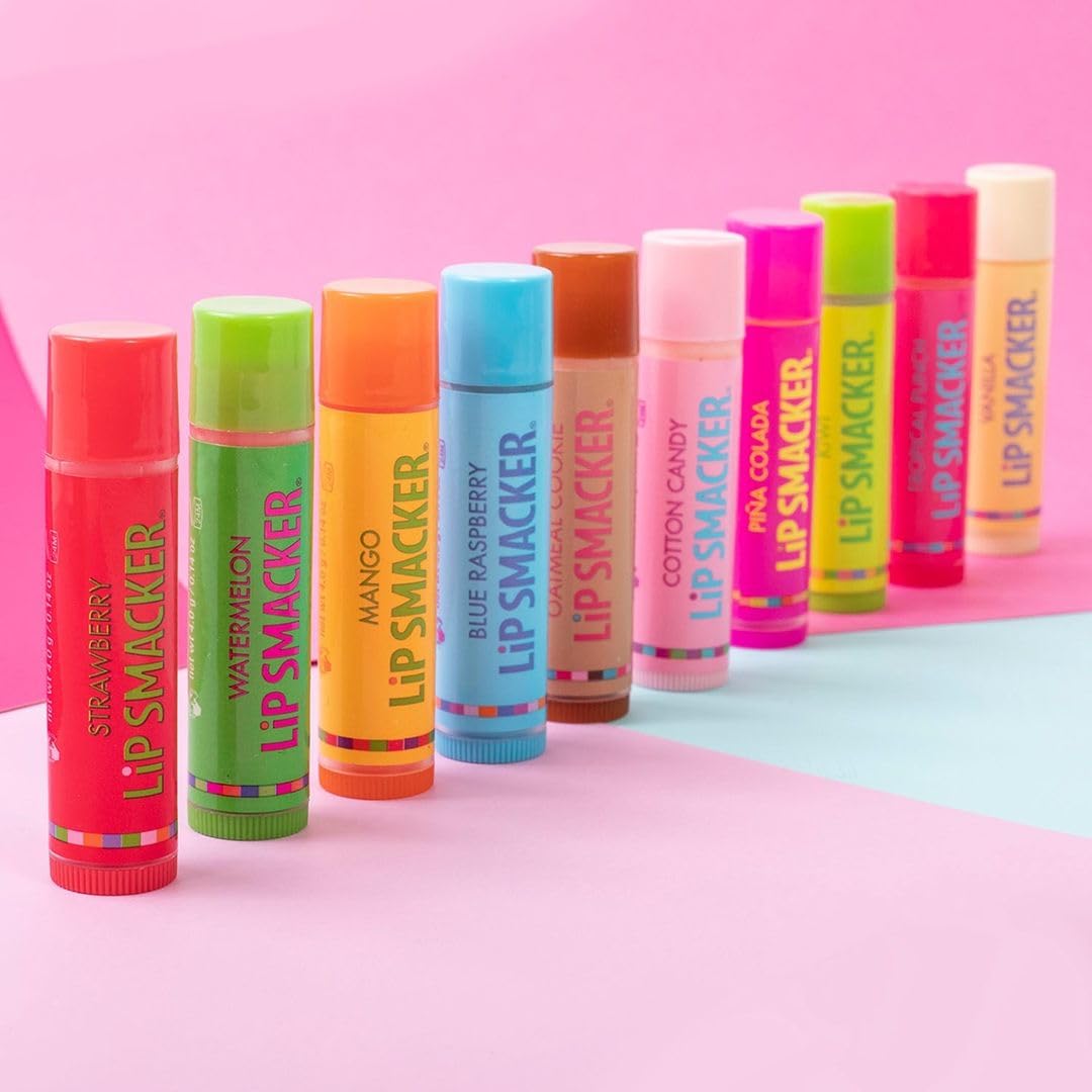 Lip Smacker Original & Best Holiday Flavored Lip Balm Party Pack, Oatmeal Cookie, Vanilla, Mango, Watermelon, Tropical Punch, Cotton Candy, Kiwi, Strawberry, Clear - Image 3