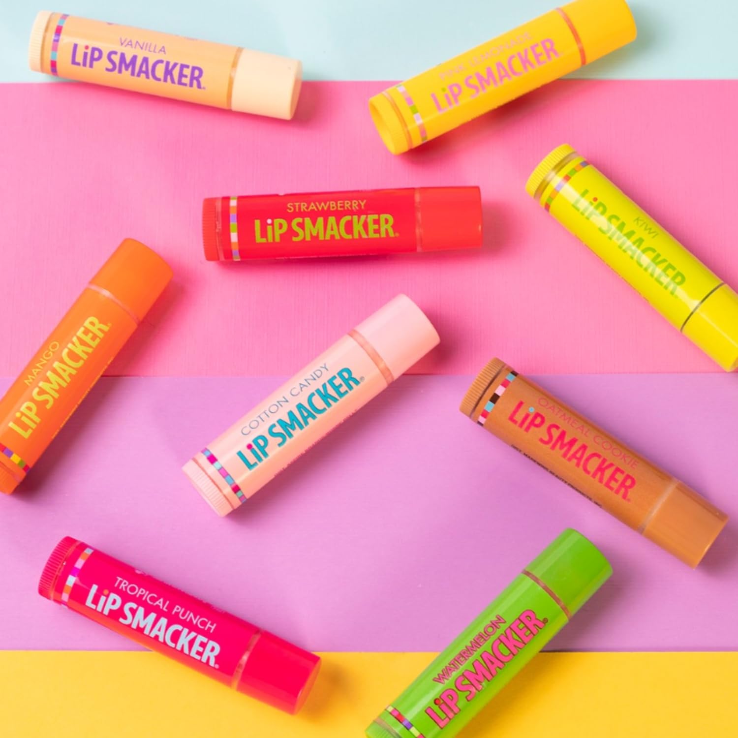 Lip Smacker Original & Best Holiday Flavored Lip Balm Party Pack, Oatmeal Cookie, Vanilla, Mango, Watermelon, Tropical Punch, Cotton Candy, Kiwi, Strawberry, Clear - Image 7