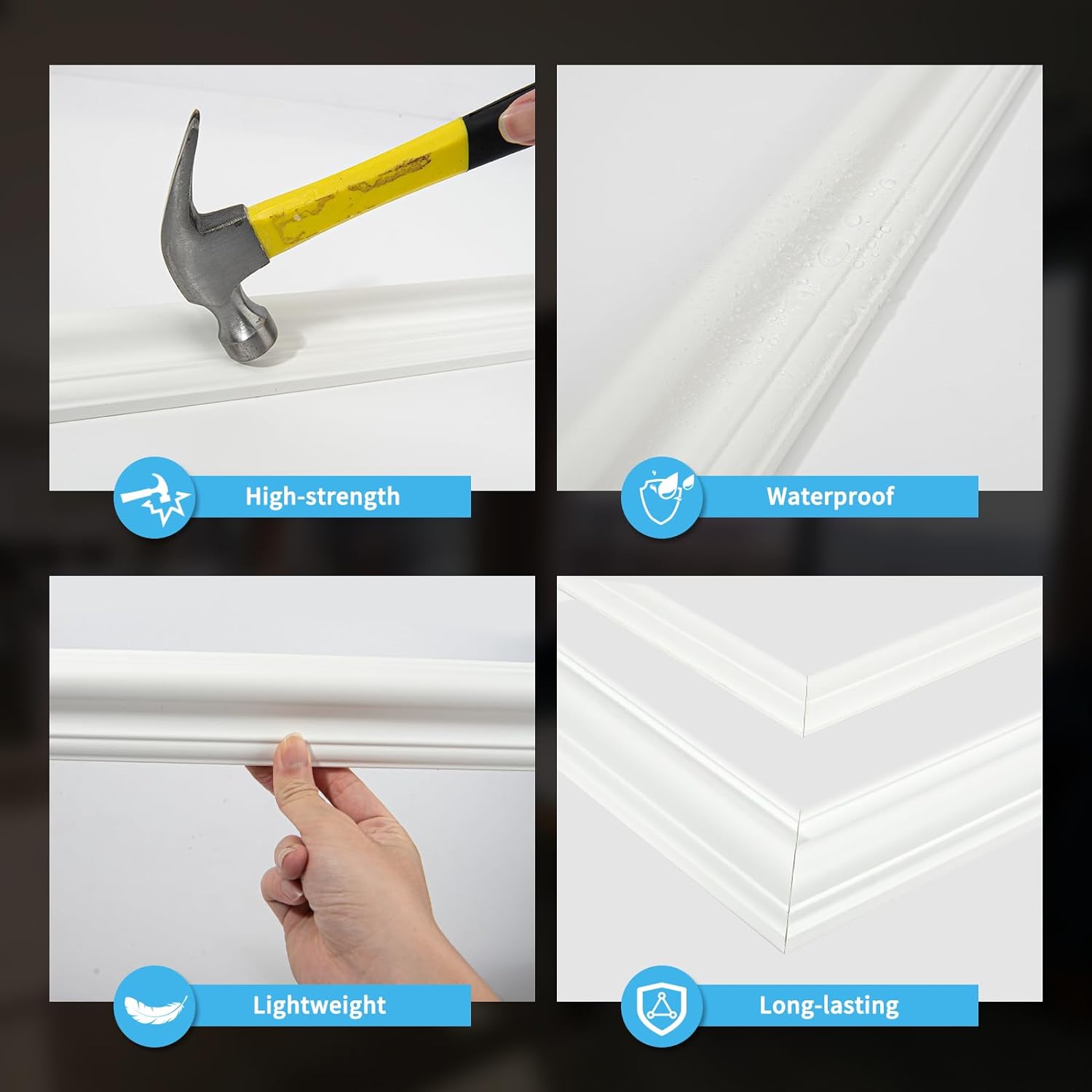 Art3d Premade Bilinear Frame Accent Molding Set, Pre-Cut Decorative Wainscoting Panel for Home Décor, Ready-to-Assemble Glue-On Wall Trim for Living Room Bedroom Corridor, 6 Separate Bilinear Frame - Image 5