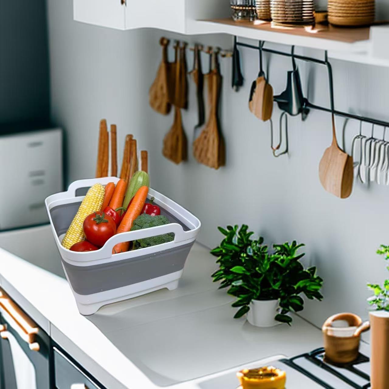 Collapsible Wash Basin for Baby Bottles - 2.4 Gallons Portable Wash Bin for RV Camping Sink, Space-Saving Dish Tub (Gray) - Image 8