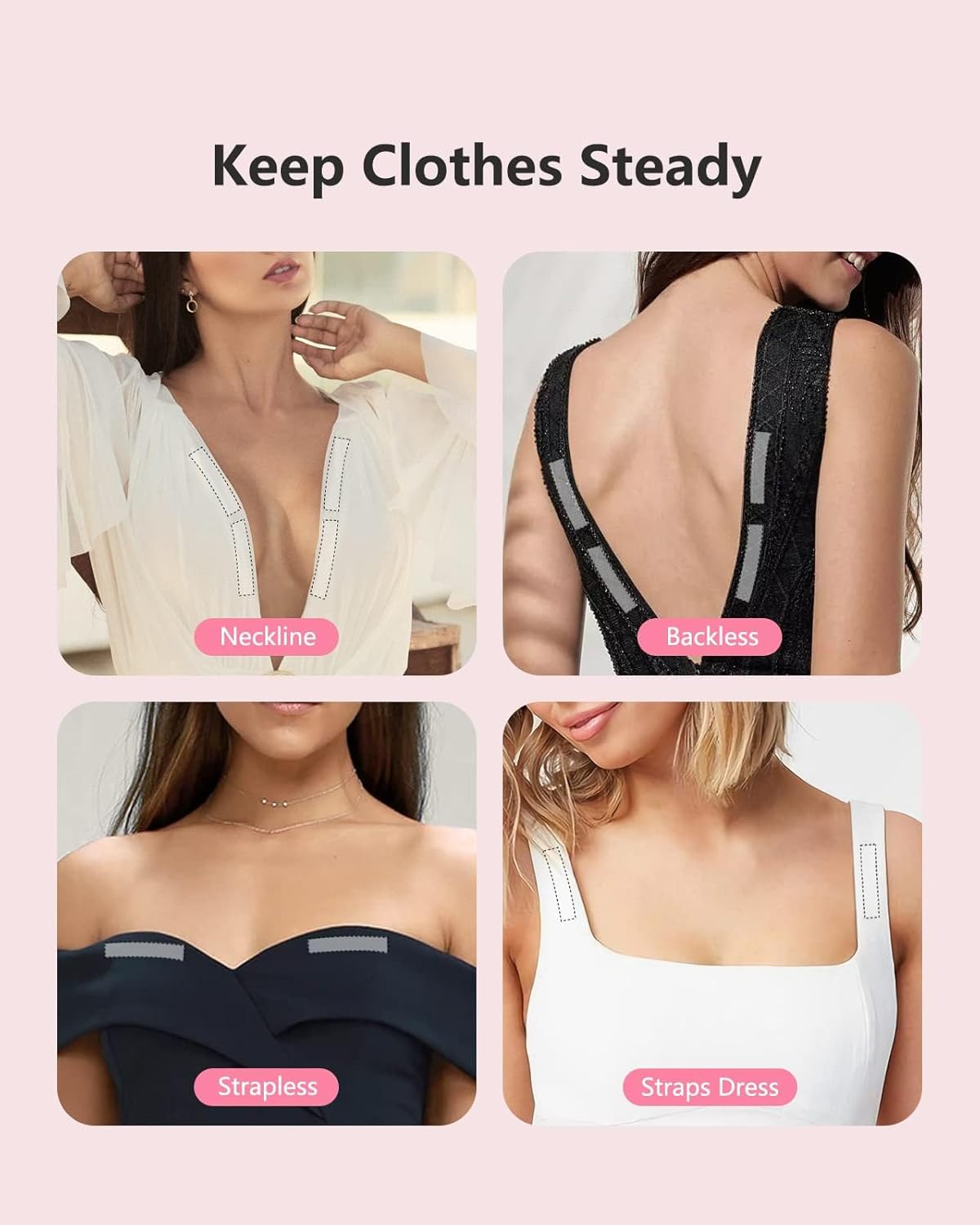 100-Strips Double-Sided Tape for Fashion, Tape for Clothes, Fabric Tape for Women Clothing and Body, All Day Strength Tape, Invisible and Clear Tape for Sensitive Skins - Image 7