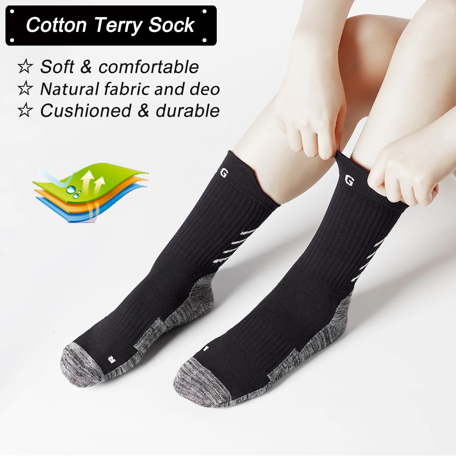 AnSun Anti-slip Football Socks for Men Women, Breathable, Cushioned, Cotton Grip Sports Sock for Soccer Yoga Basketball… - Image 5