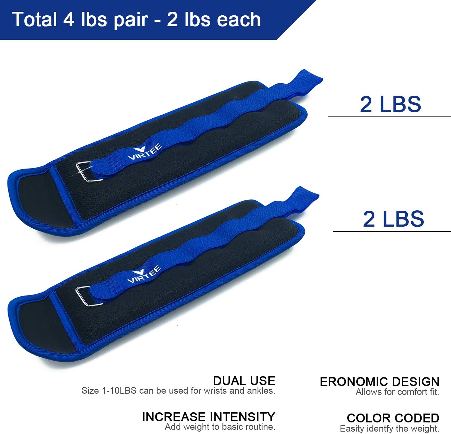 Ankle/Wrist Weights for Women, Men, Kids - Arm Leg Weights Set with Adjustable Strap - Running, Jogging, Gymnastic, Physical Therapy, Fitness - Choice of 1 lb 2 lbs 3 lbs 4 lbs 6 lbs 8 lbs 10 lbs - Image 3