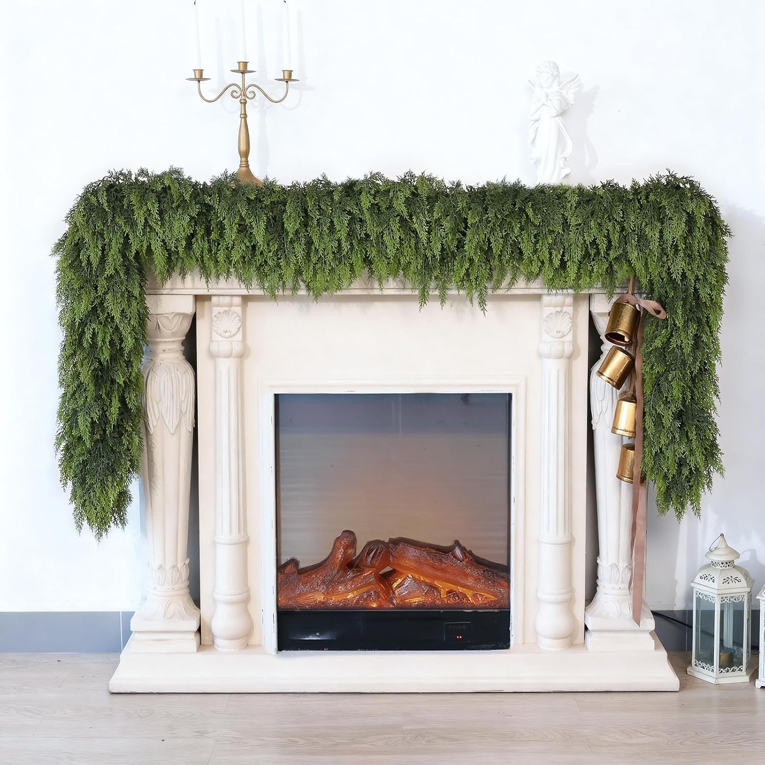 9FT Cedar Garland for Fireplace - Artificial Christmas Garland Thick and Lush Realistic Faux Cedar Fake Pine Needles Garland for Table,Window,Stairs,Mante,Indoor Outdoor Decor (2PCS) - Image 5