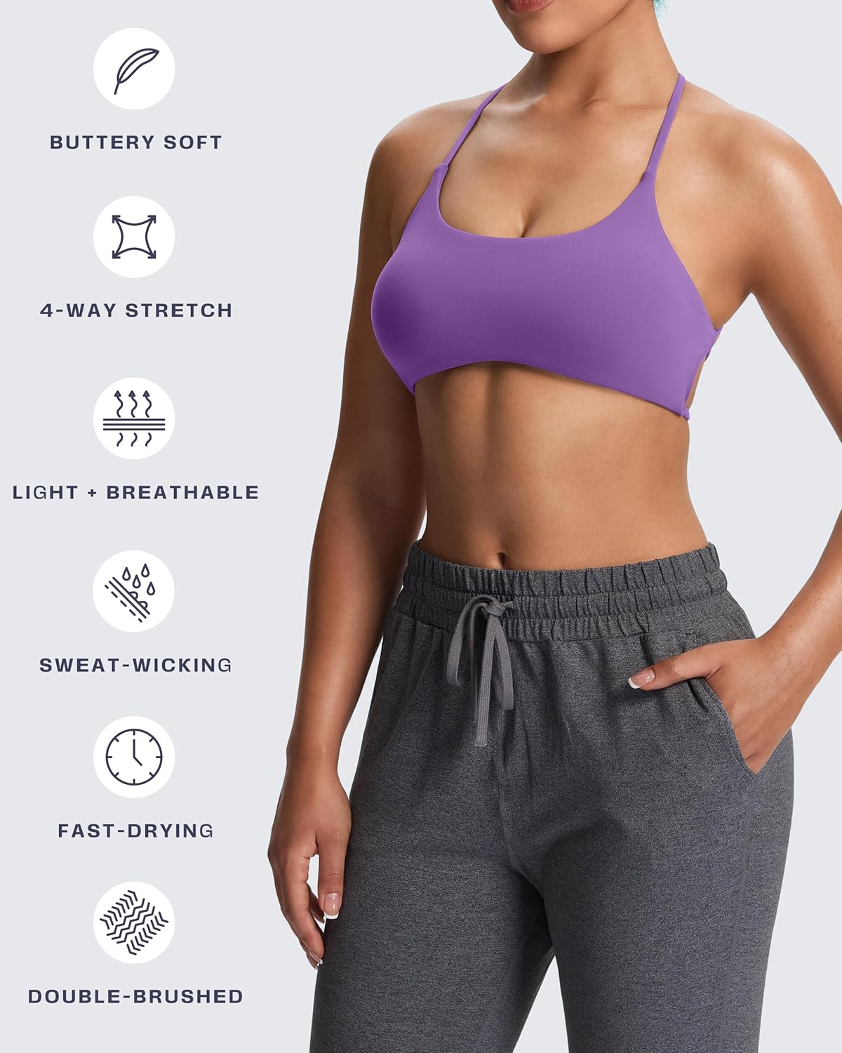 Aoxjox Women's Workout Sports Bras Fitness Ivy Low Impact Bra Yoga Crop Tank - Image 6