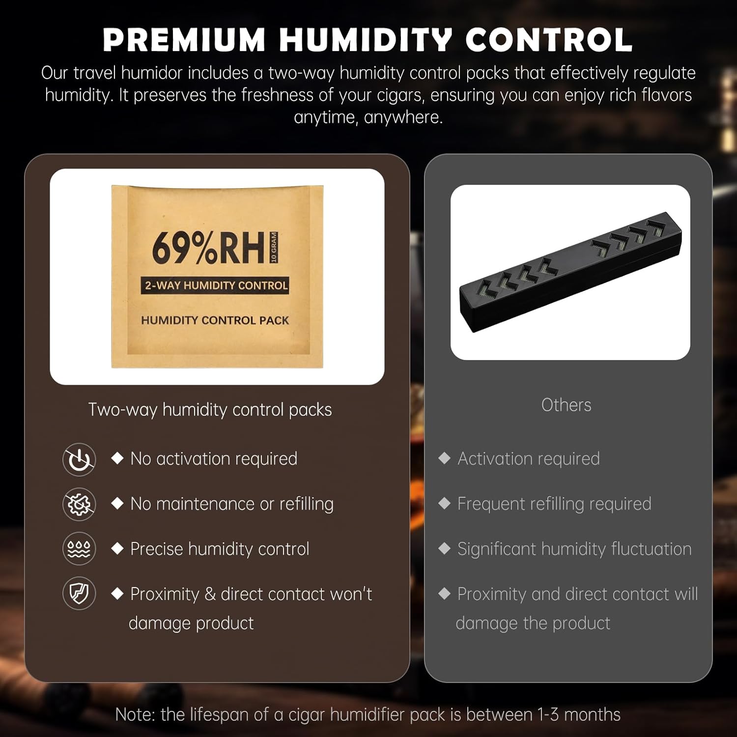 Cigar Humidor Case, Portable Cigar Box with Straight Cutter, V Cutter, Hole Puncher, Humidifier Packs, Travel Humidor and Cigar Accessories Gift Set Leather Cigar Case (Brown) - Image 9