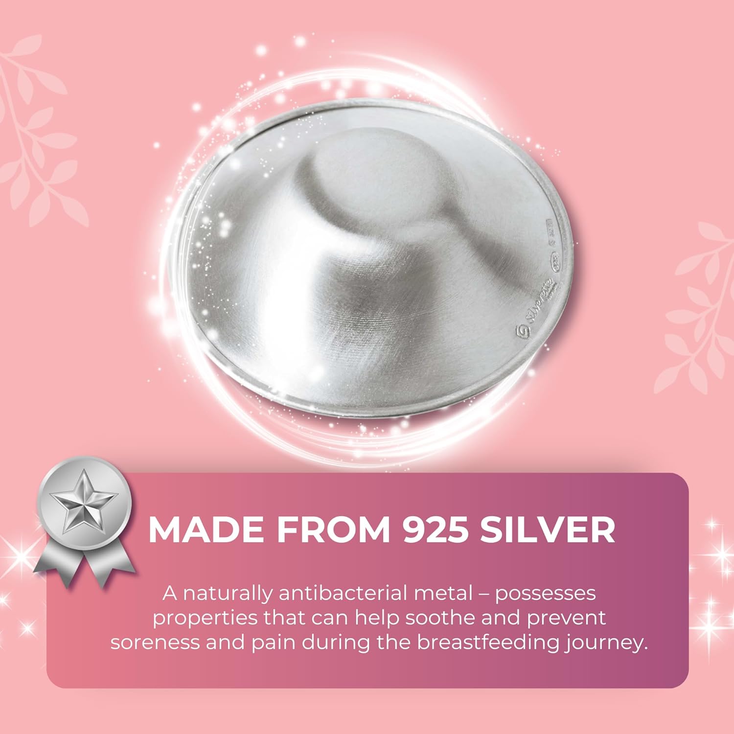 SILVERETTE® The Original Silver Nursing Cups, Nipple Covers for Breastfeeding Essentials, Pure 925 Silver Nipple Shields for Breastfeeding Newborn, Lightweight Nursing Cups, Regular Size - Image 5