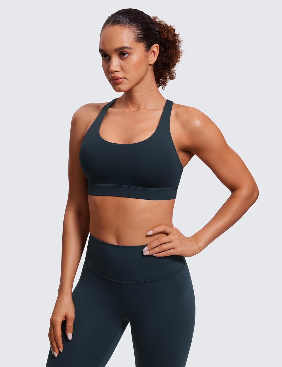 CRZ YOGA Naked Feeling Strappy Padded Sports Bras for Women - Fitness Workout Top Criss Cross Back Yoga Cami - Image 3