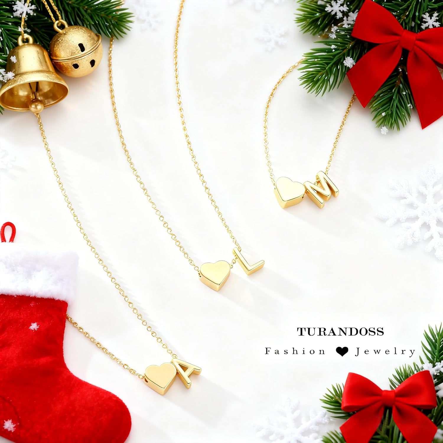 Turandoss Christmas Gifts for Grandkids - Dainty 18K Gold Plated Tiny Heart Initial A-Z Letter Pendant Necklace Stocking Stuffers for Teen Girls Jewelry - Image 7
