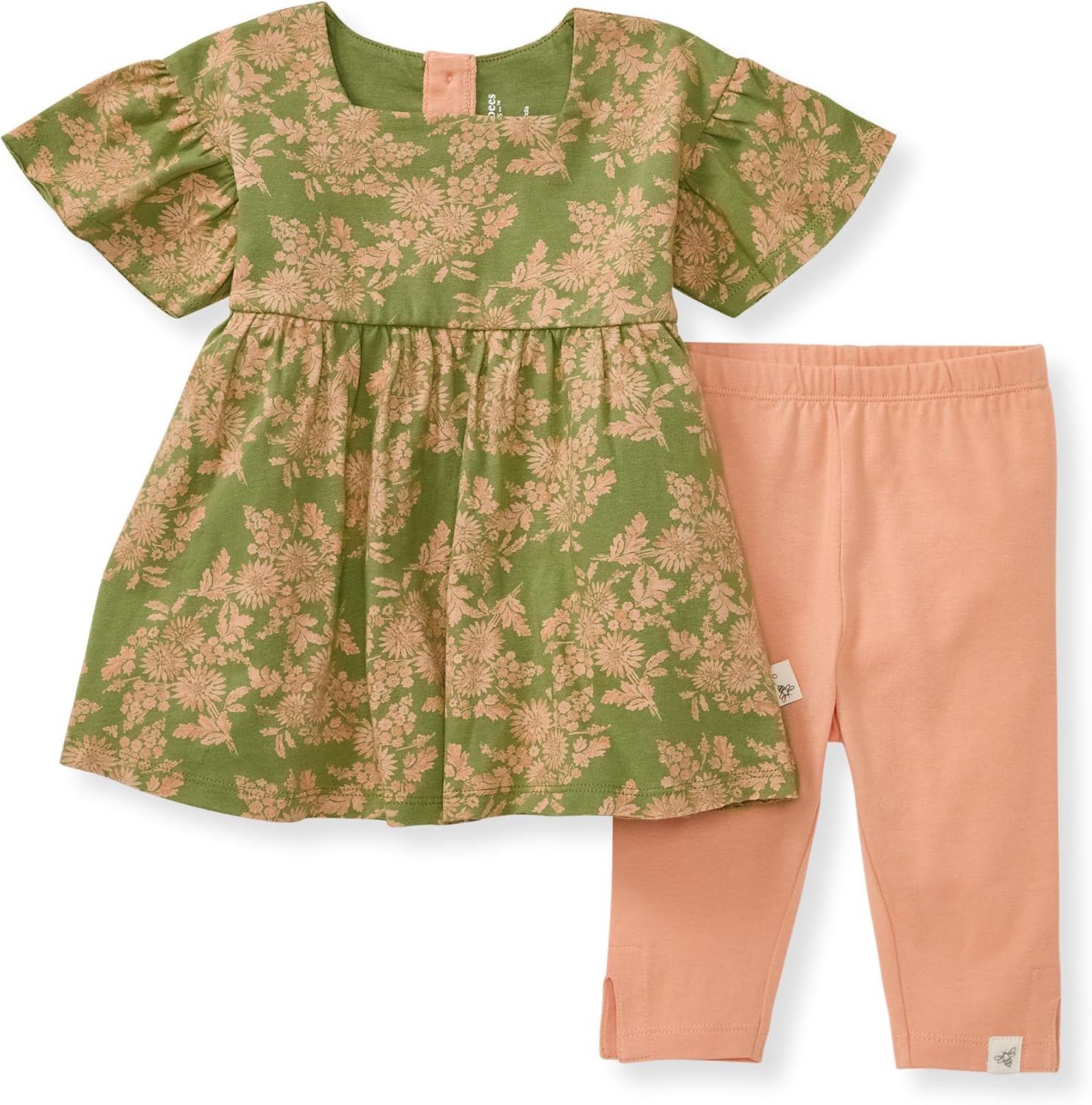 Burt's Bees Baby Baby Girls' Short Sleeve Top and Pant Set, 100% Organic Cotton - Image 2