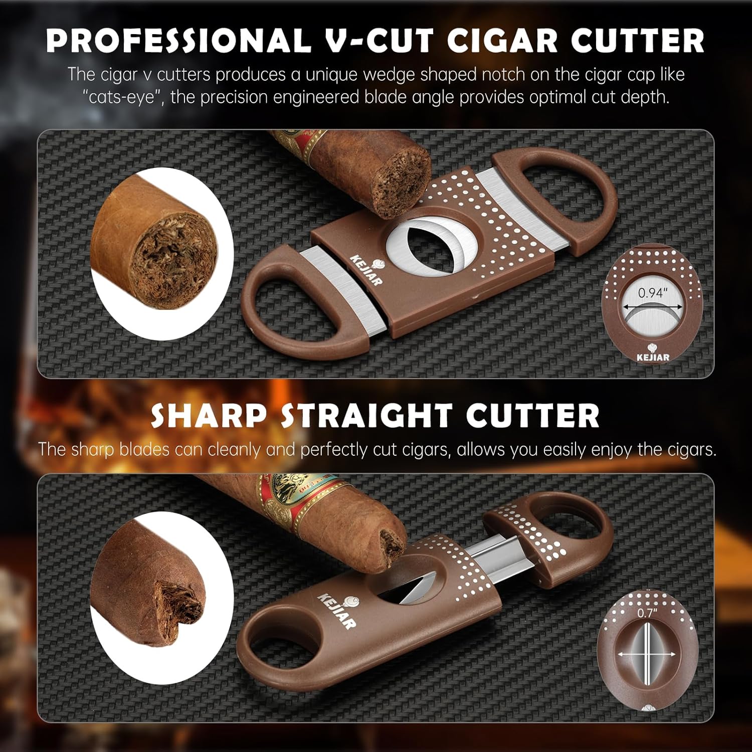 Cigar Humidor Case, Portable Cigar Box with Straight Cutter, V Cutter, Hole Puncher, Humidifier Packs, Travel Humidor and Cigar Accessories Gift Set Leather Cigar Case (Brown) - Image 6