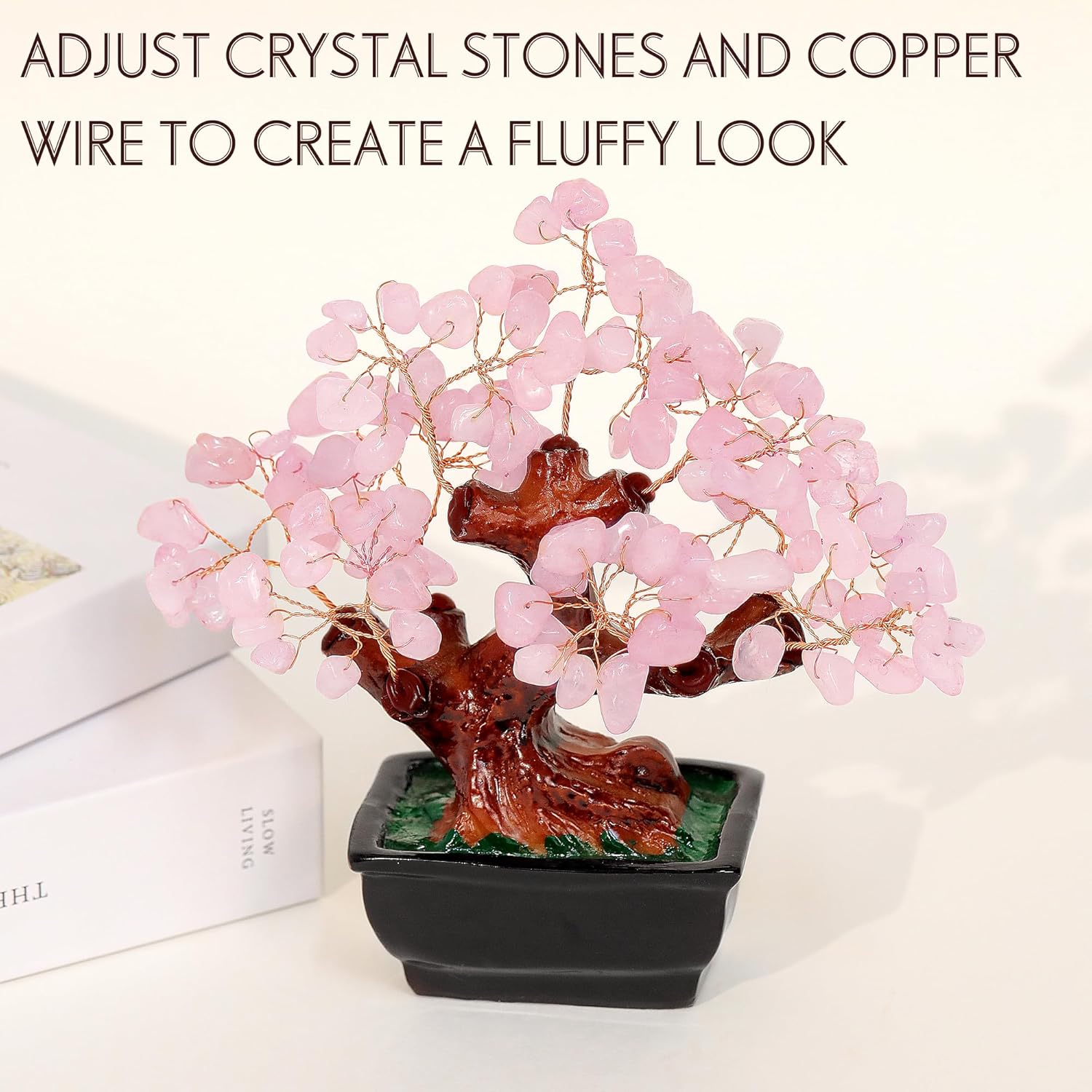 Parma77 Feng Shui Natural Rose Pink Quartz Crystal Money Tree, Healing Crystal Trees Bonsai Style Decoration for Wealth and Luck for Home Decor, Gifts for Women - Image 8