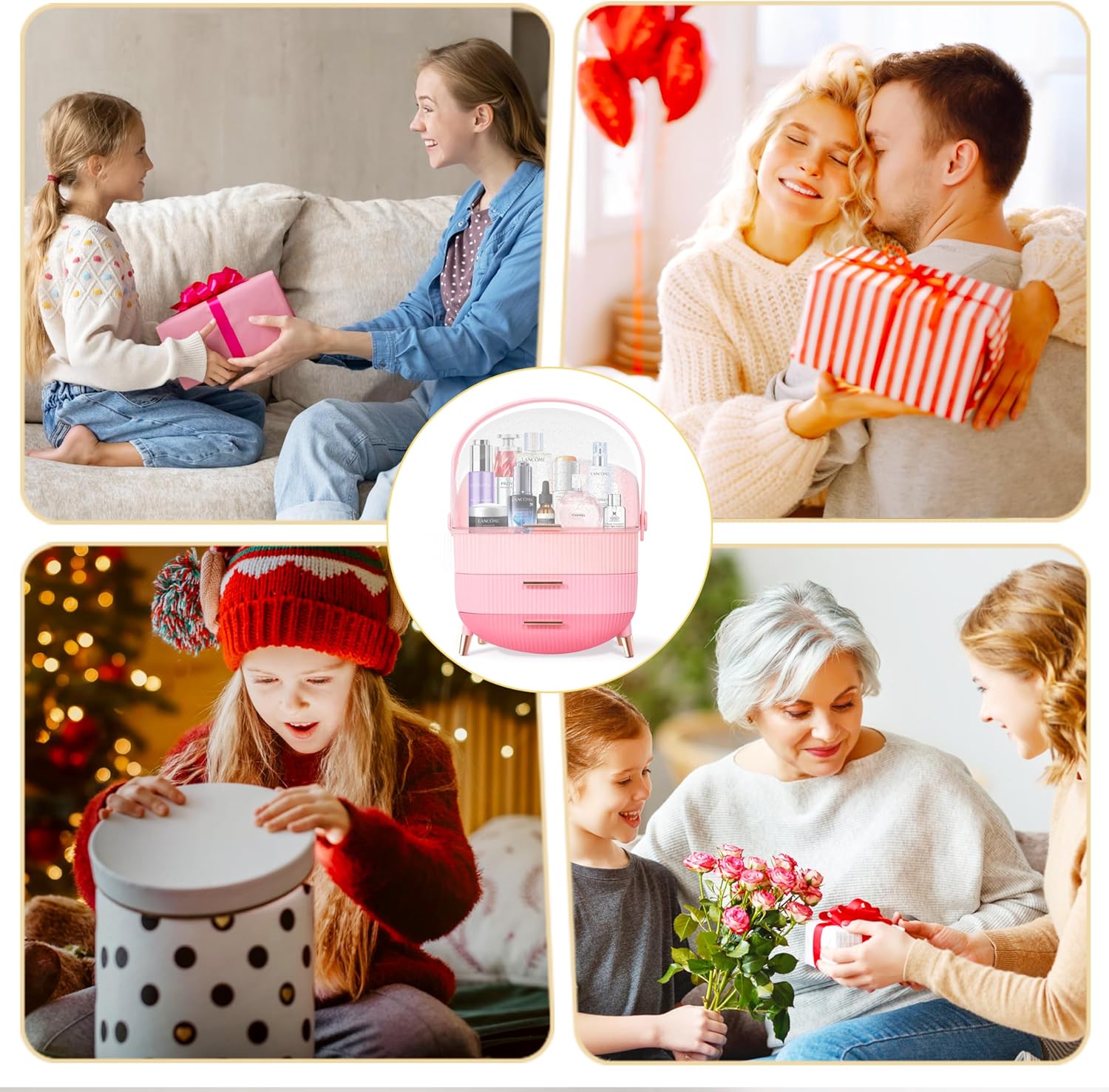 Teen Girls Gift Makeup Organizer,Skincare Organizer Jewelry Storage,Cosmetics Storage and Display Case,Make Up Holders and Organizers for Countertop,Bathroom Organizer (Triple Pink) - Image 8